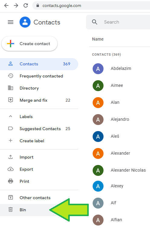 contacts recovery