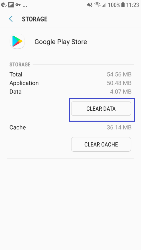 Remove the Cache and Data related to Play Store