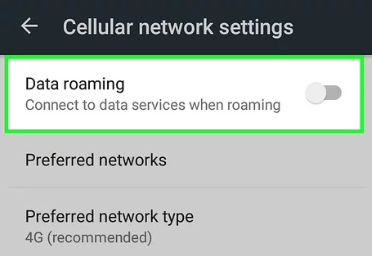 Disable Data Roaming Feature