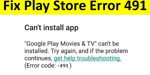 fix Google Play Store Error 491