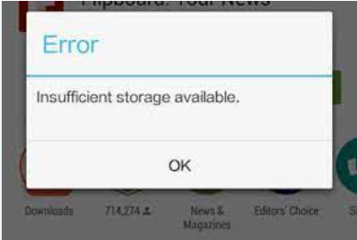 Insufficient Storage Available Error