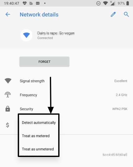 Set Wi-Fi to Unmetered