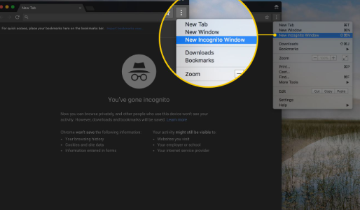 hoose New Incognito tab