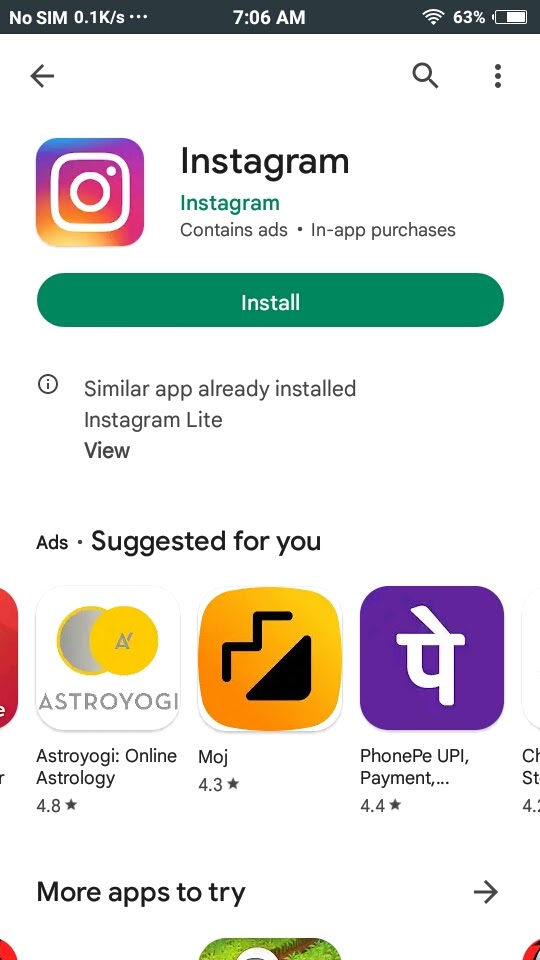 Install instagram