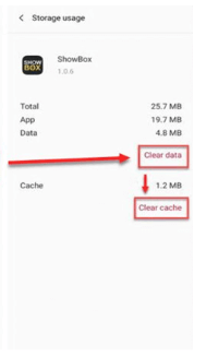 Clear the Cache and Data Related to Showbox