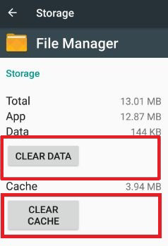 Clear Cache and Data Related to File Manager