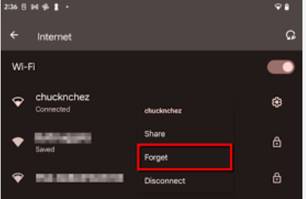 forget wi-fi network