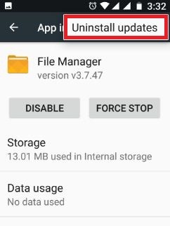 Uninstall updates