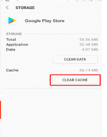 clear cache of play store