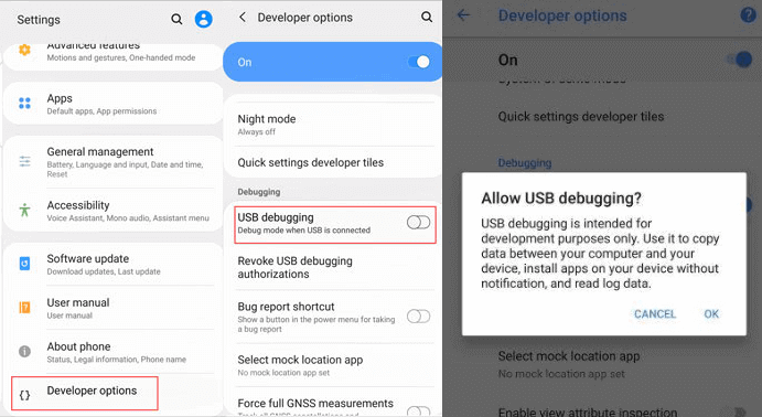 Enable USB debugging