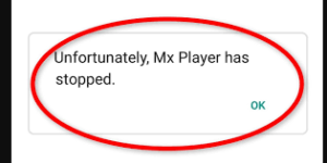 Unfortunately MX Player has stopped Error