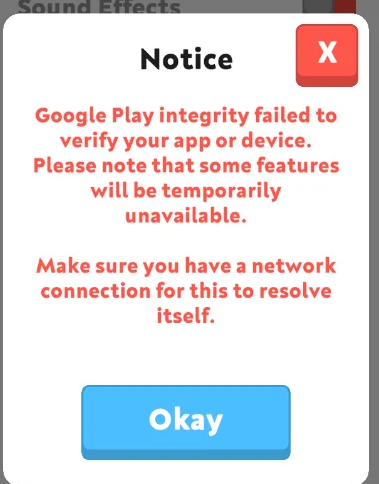 App Integrity Check Failed Error