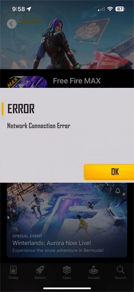 Free Fire Max Network Connection Error